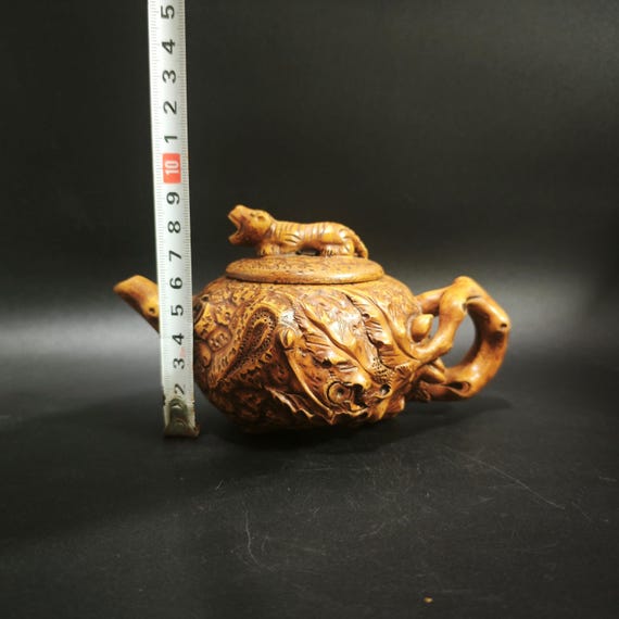 手作り宜興子沙ティーポット: 虎彫刻ドゥアンニ粘土功福茶器 - Etsy 日本