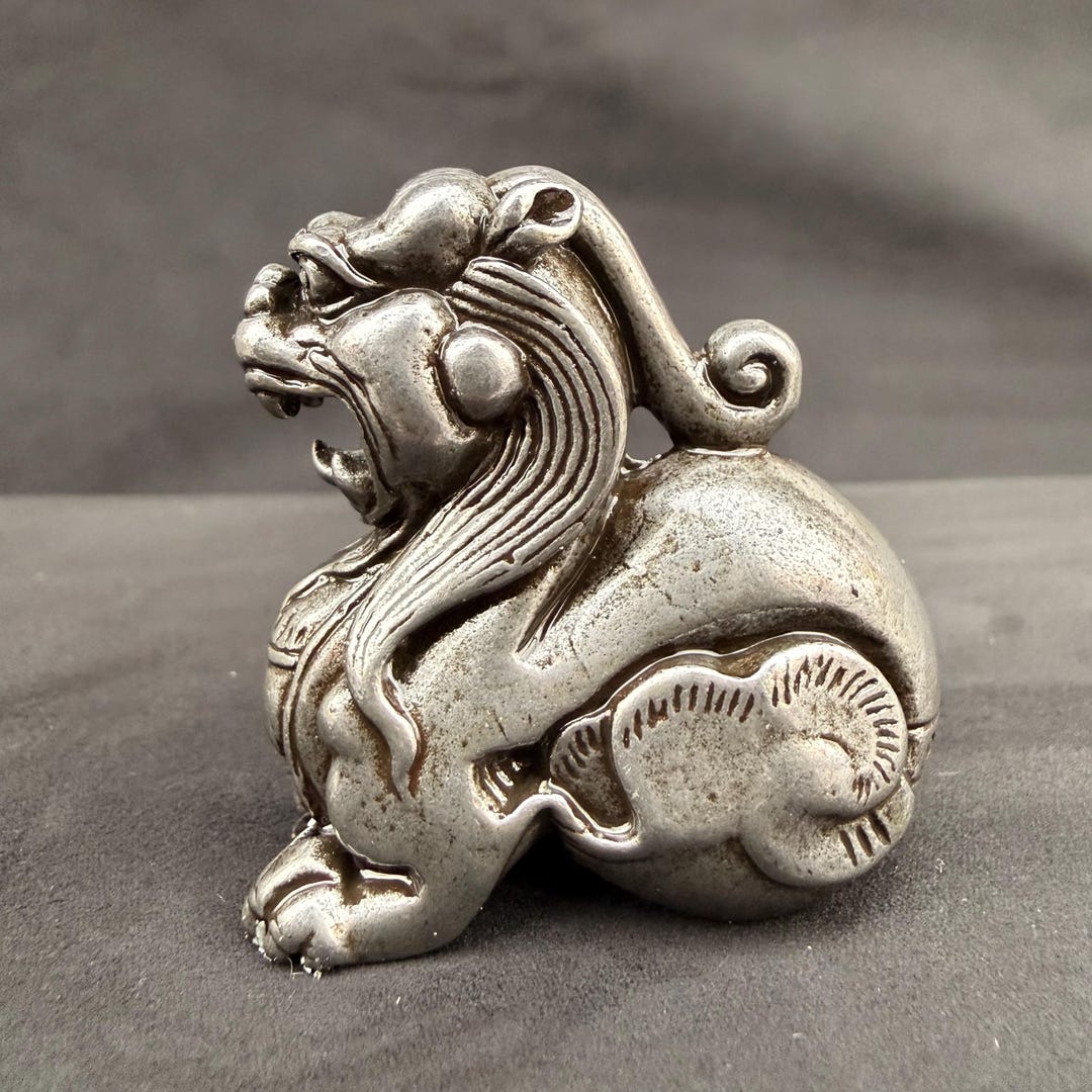 Vintage Iron Pixiu Statue | Chinese Feng Shui Wealth Guardian | Lucky ...