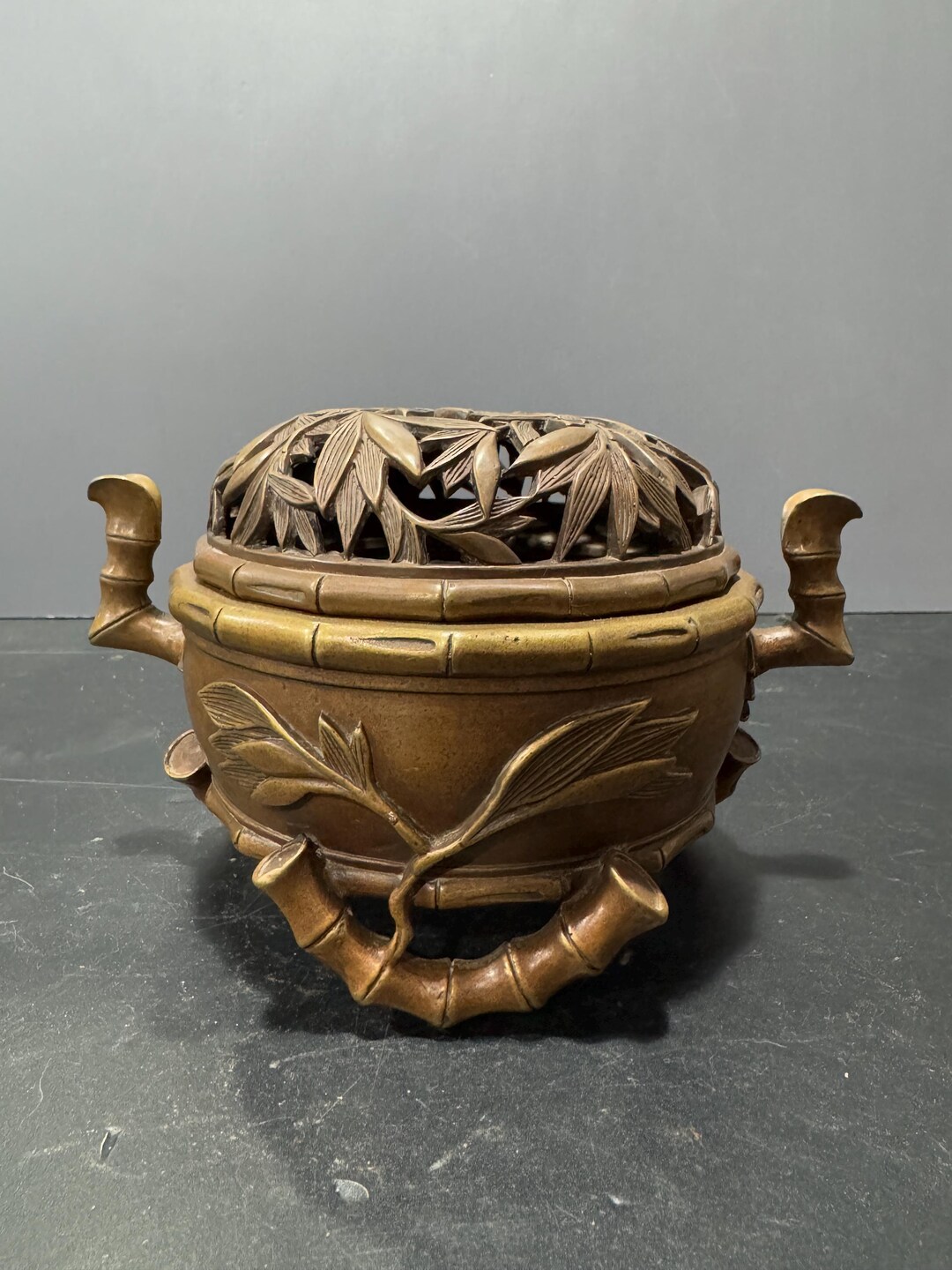 アンティーク銅製竹香炉：風水インテリア - Etsy 日本