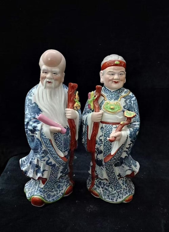 中国古美術 福禄寿 彫刻人形 幸福・財産・長寿を祈る仏様 縁起物