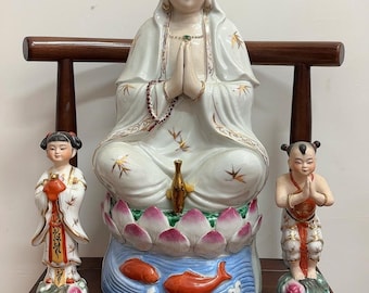 骨董品 石湾笑い仏像：中国陶器の扇付きブダイ - Etsy 日本