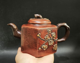 Vintage Chinese Yixing Zisha Teapot Handmade Plum Blossom Clay Gongfu Tea Pot