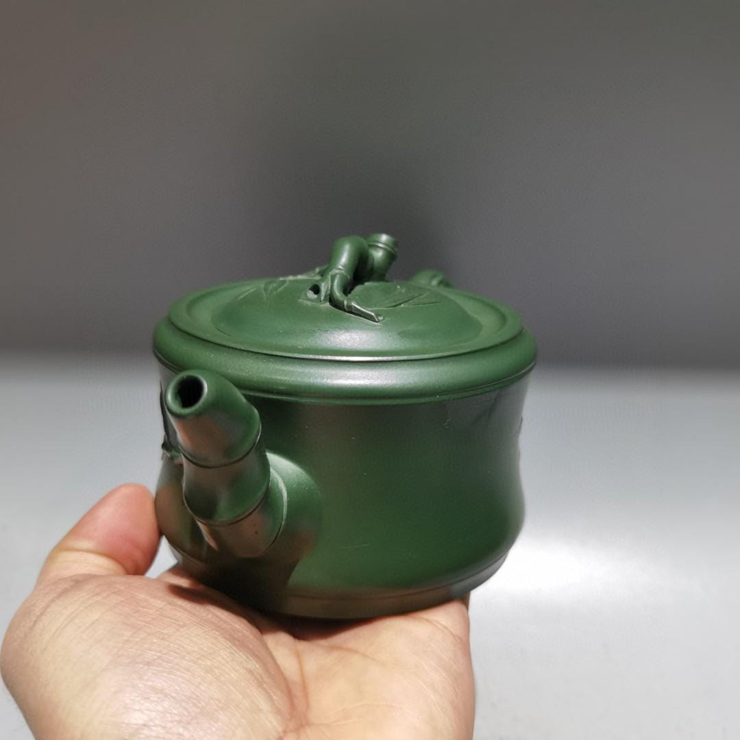 ヴィンテージ宜興紫沙ティーポット: 竹端竹デザイン、天慶粘土 - Etsy 日本