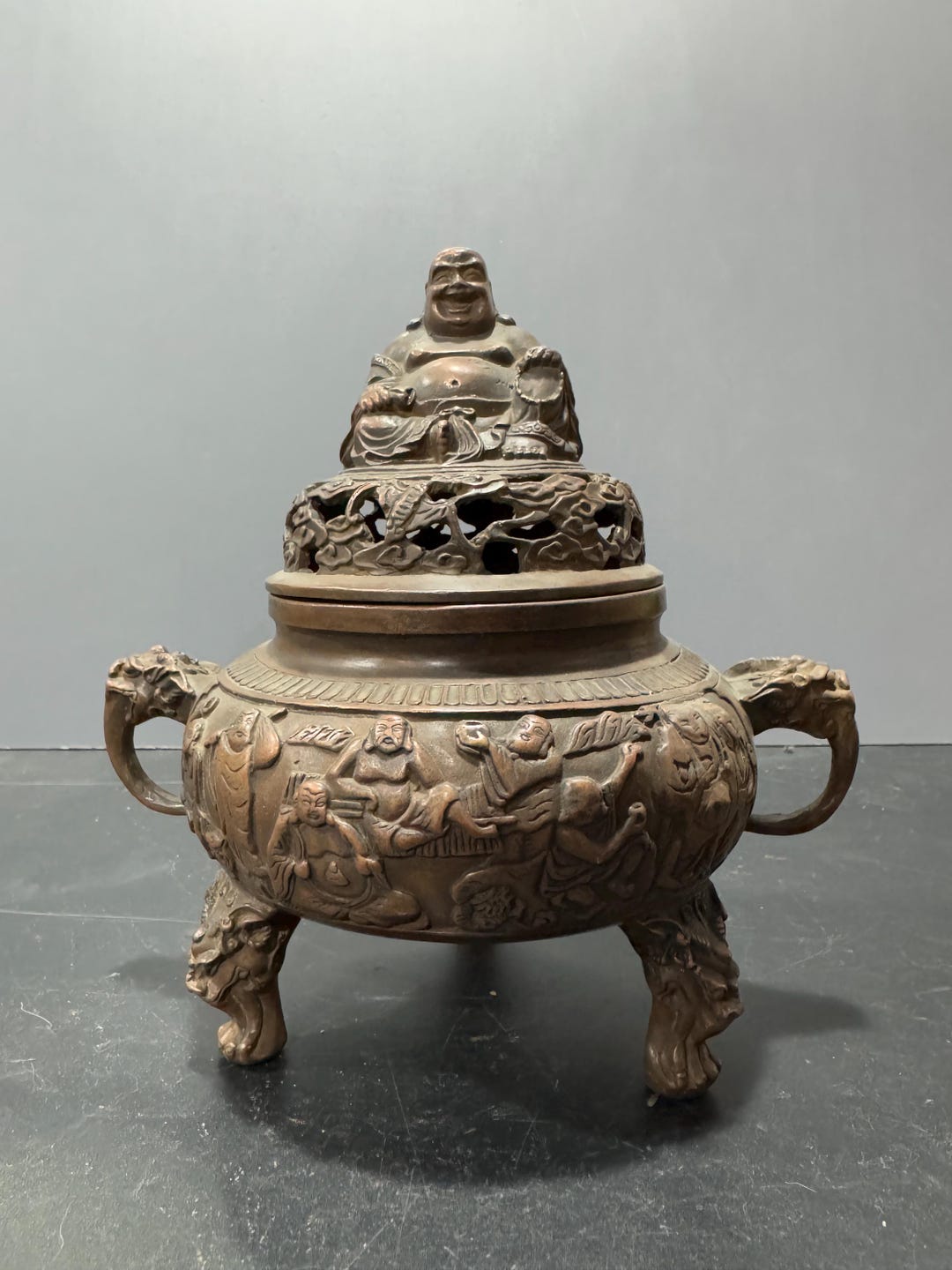 アンティーク銅製羅漢香炉：風水インテリア - Etsy 日本