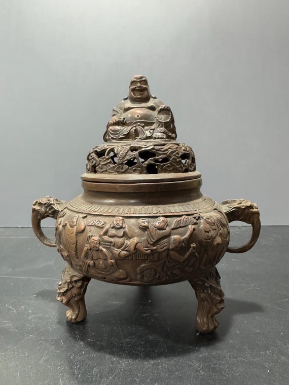 アンティーク銅製羅漢香炉：風水インテリア - Etsy 日本