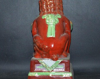 アンティーク中国製赤釉狛犬：磁器製守護獅子像 - Etsy 日本