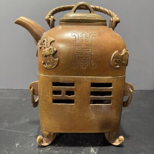 Chinese Antique Collection charcoal stove Copper Pot, Home Decor，Holiday Gifts
