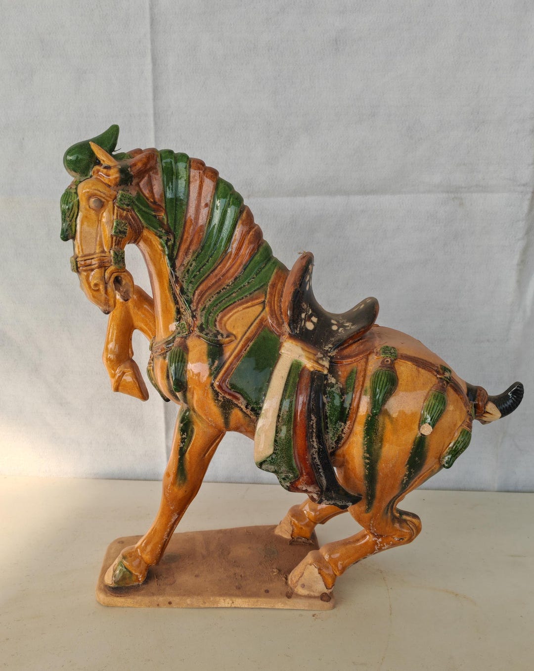 中国のコレクター向け手作り三彩陶器の馬の像 風水軍馬 - Etsy 日本