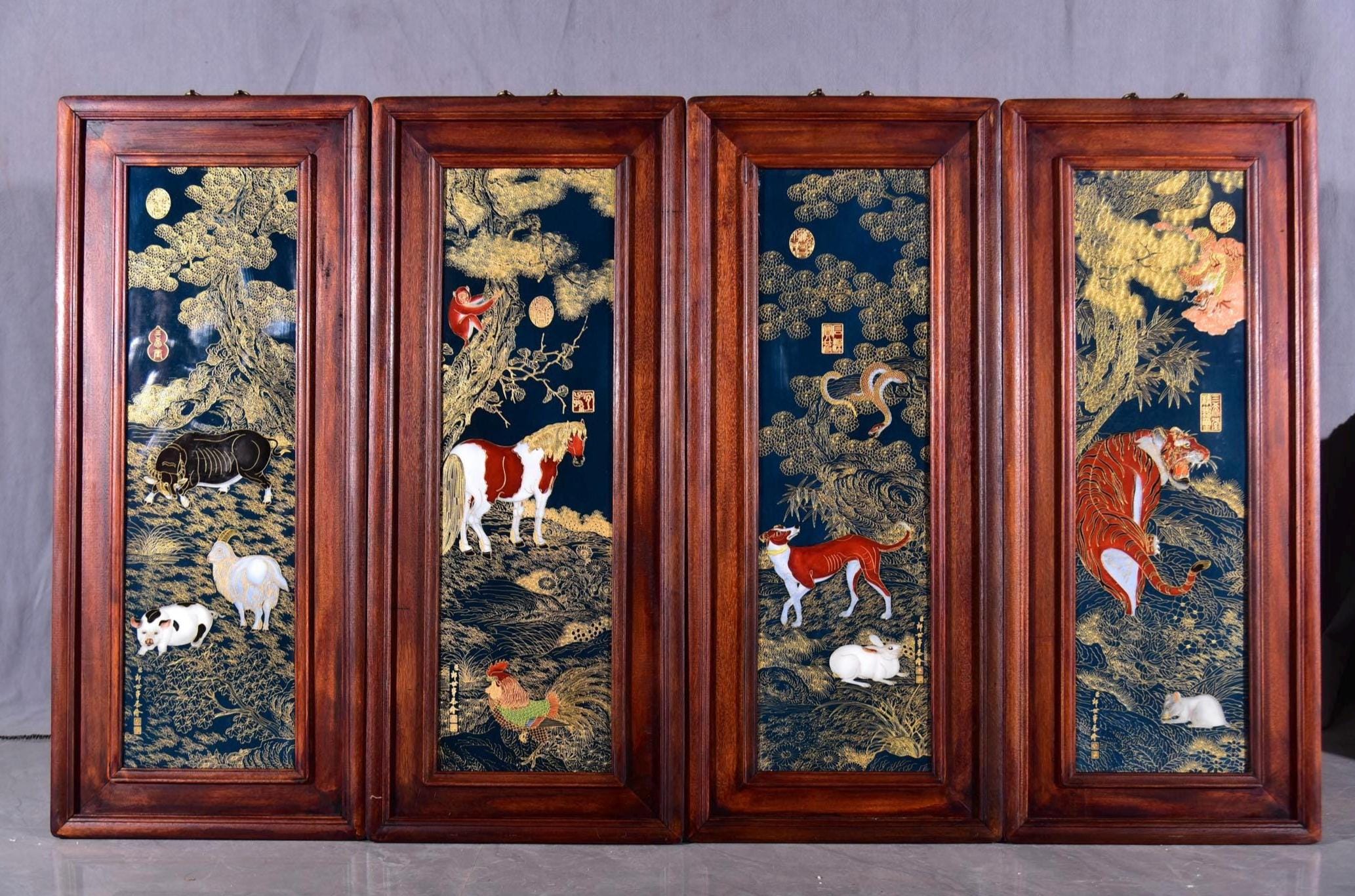 Vintage Japanese Four Panel Screen - Etsy