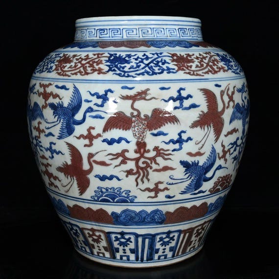 花紋　瓶　壺　花瓶　中華　中国 Amazon.co.jp: 中国 壺 大きめ 47cm 面取り花瓶 花器 : ホーム