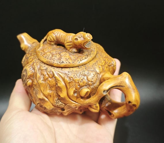 手作り宜興子沙ティーポット: 虎彫刻ドゥアンニ粘土功福茶器 - Etsy 日本