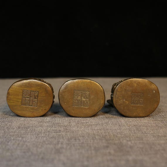 Antique Copper Three Pure Ones Statue: Daoist Deity Household