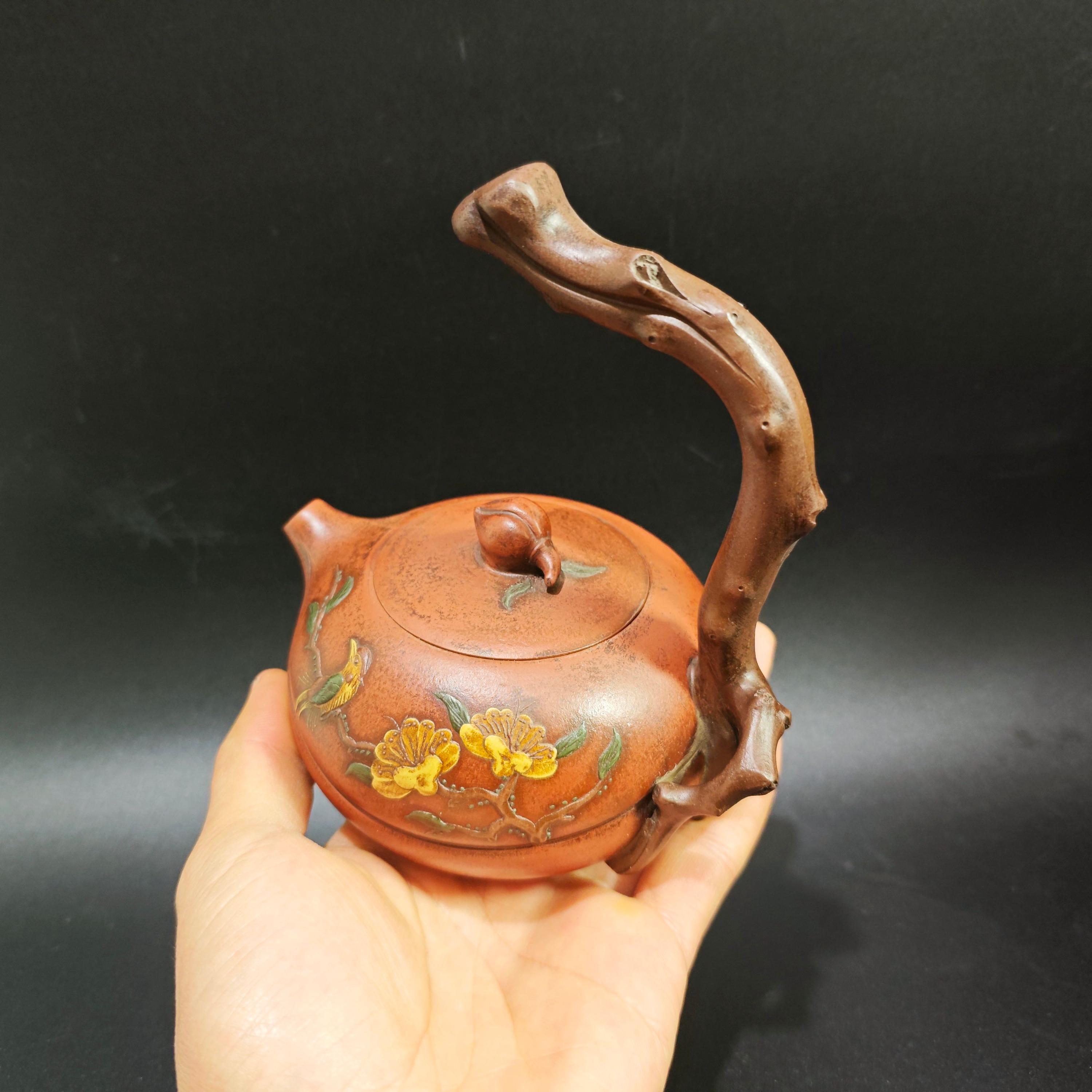 Yixing Zisha Teapot by Zhu Kexin – Handmade Floral & Bird