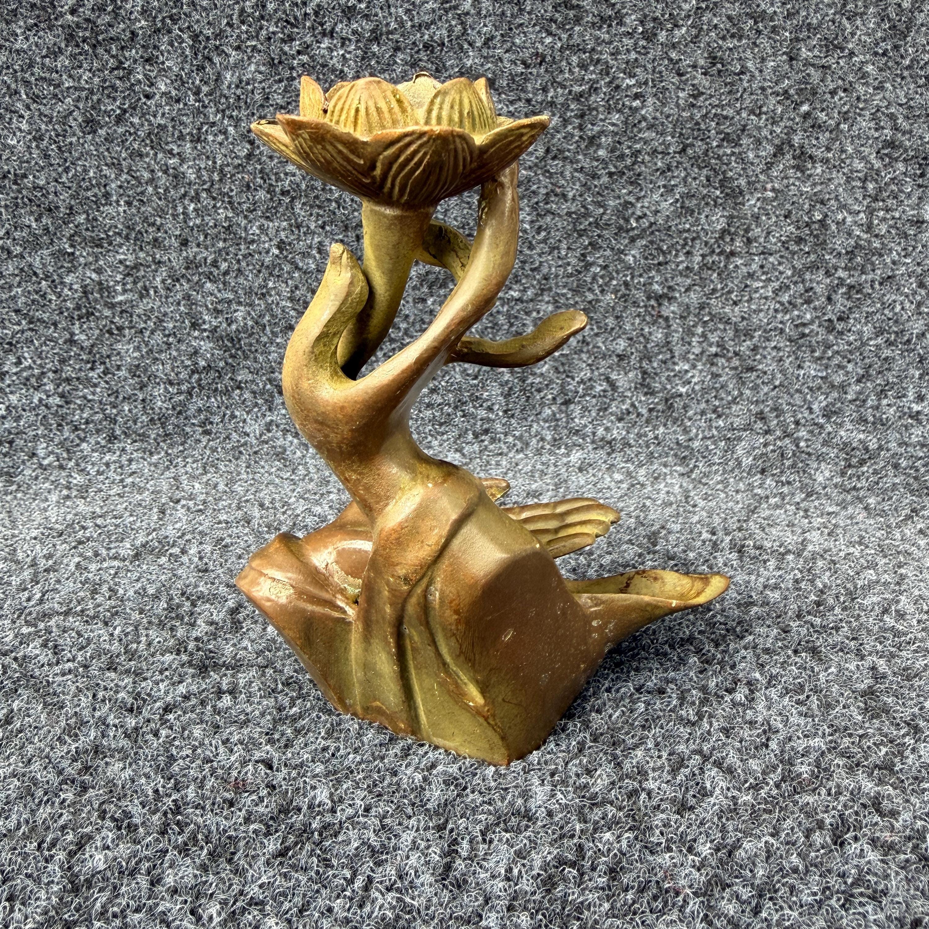 ヴィンテージ真鍮製仏手蓮華キャンドルホルダー | 仏壇用香炉 - Etsy 日本