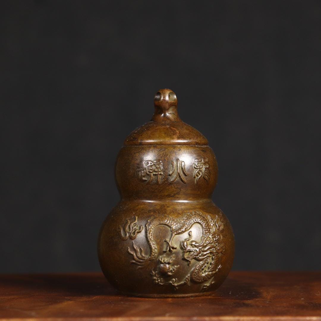 花瓶　銅製　龍模様 花瓶 銅製 龍模様 中国のアンティーク銅龍鳳凰模様の花瓶、ユニークな