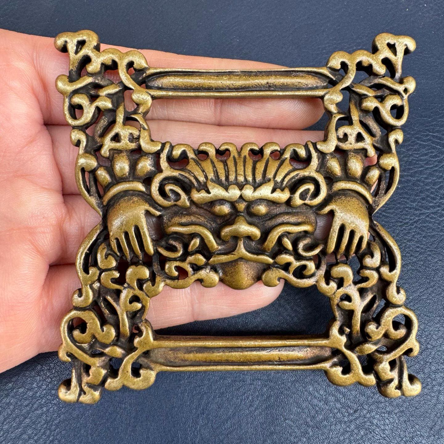 ブロンズ製経典クリップ：アンティークスタイルのチベット経典用重り