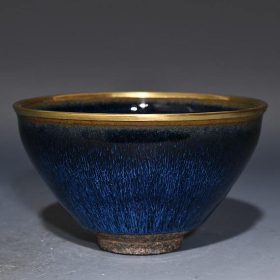 建窯青釉茶碗：金縁天目茶碗 - Etsy 日本