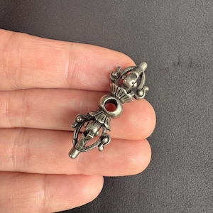 small Antique Tibetan White copper Vajra Dorje | Thokcha Meteorite Iron | Buddhist Protection Amulet | Five-Prong Ritual Tool