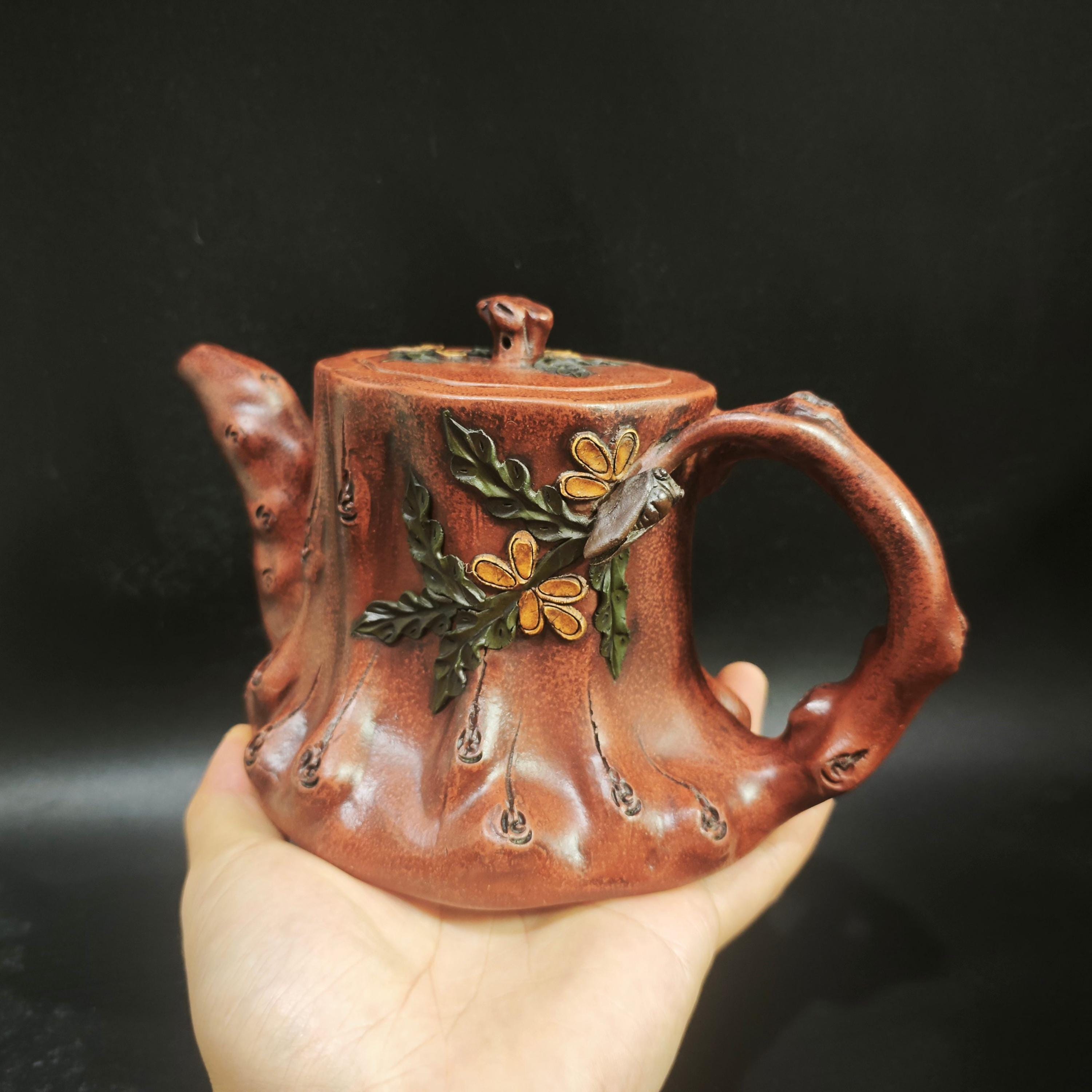 Yixing Zisha Teapot: Tree Trunk Pottery, Jiang Rong Style, 600cc