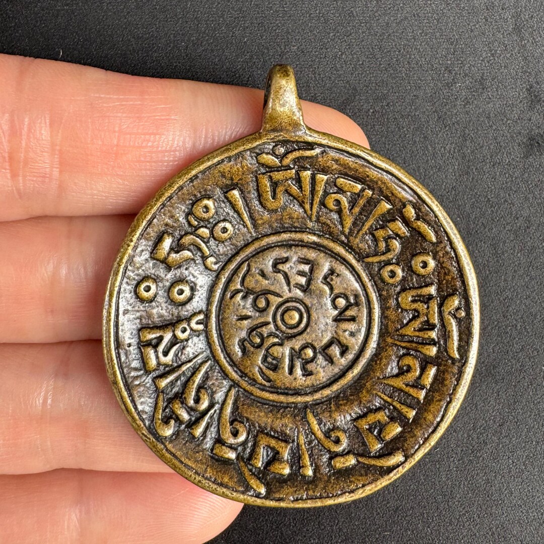 Hum Pendant Brass Om Mani Padme Hum Pendant: Tibetan Buddhist Amulet Necklace - Etsy