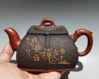 Vintage Yixing Zisha Teapot | Square Zen Style Red Clay Kung Fu Tea Pot