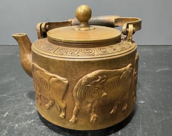 中国アンティークコレクション 富銅五牛鉢、室内装飾、ホリデーギフト