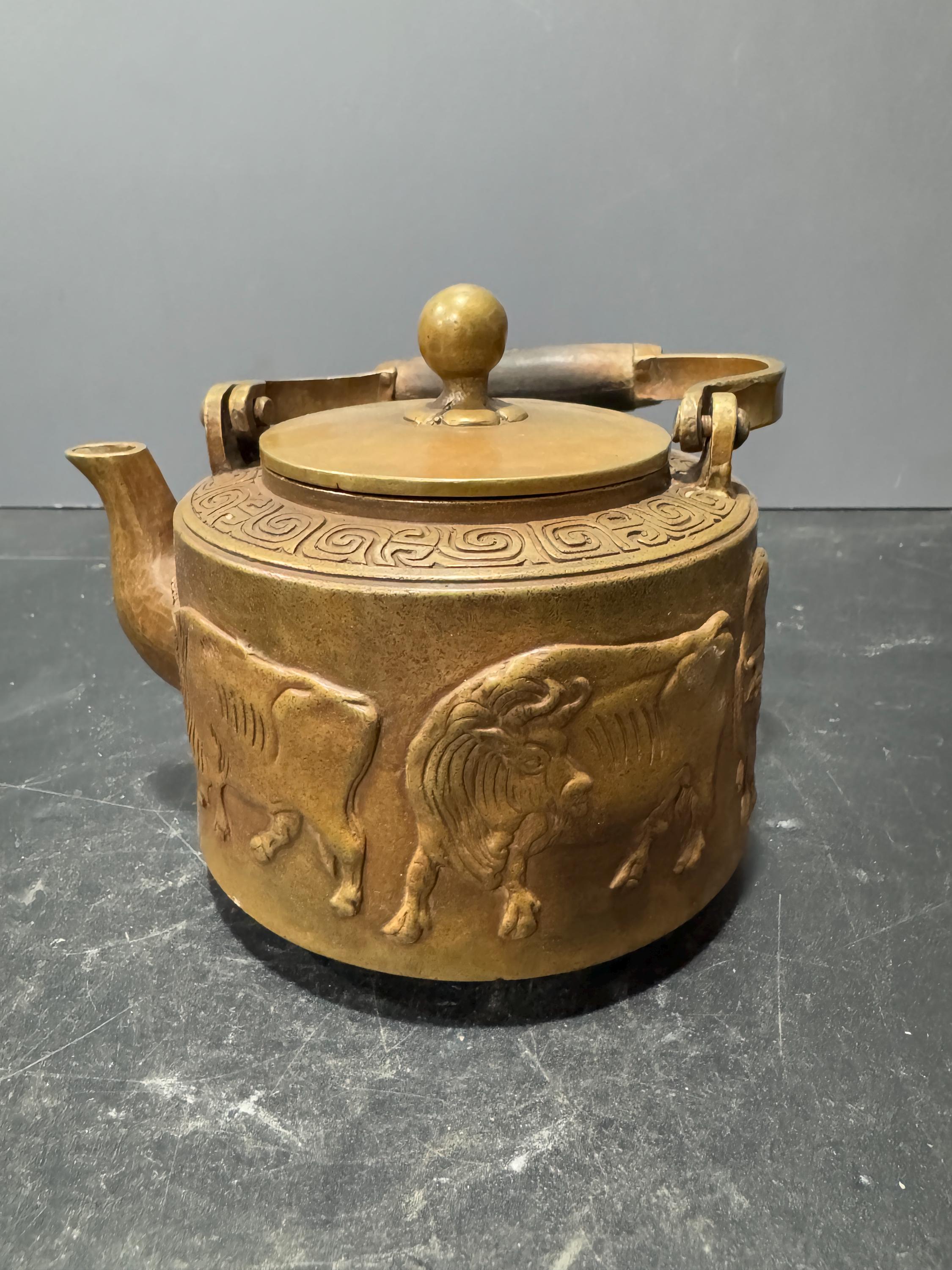 中国アンティークコレクション 富銅五牛鉢、室内装飾、ホリデーギフト