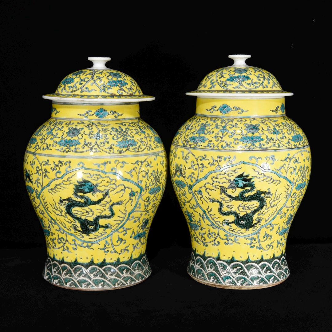 Kangxi Style Wucai Porcelain Ginger Jar: Five-clawed Dragon, Qing