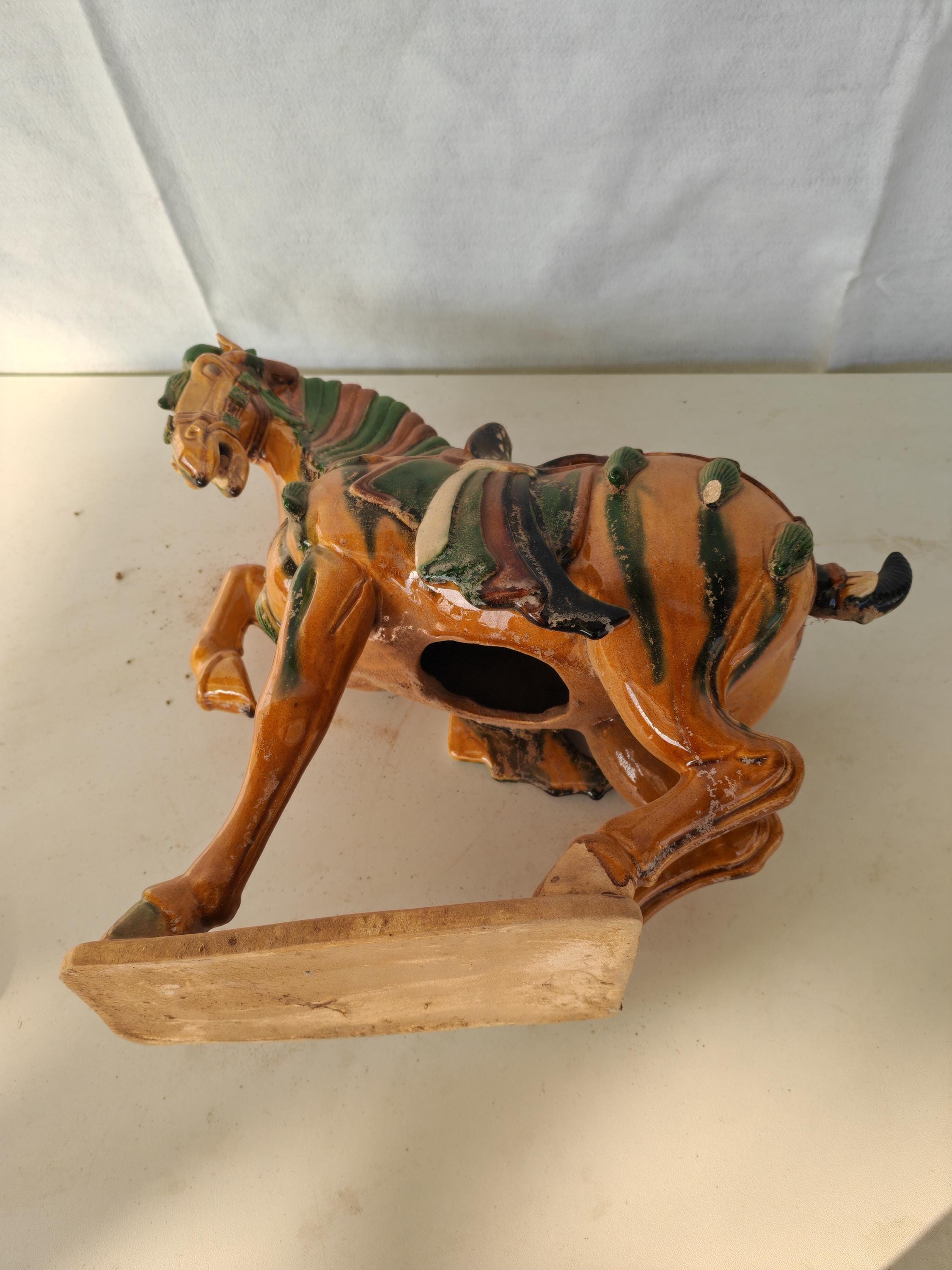 中国のコレクター向け手作り三彩陶器の馬の像 風水軍馬 - Etsy 日本