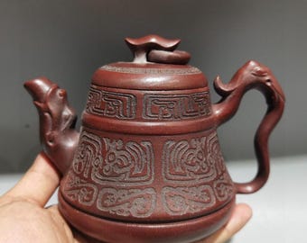 Vintage Yixing Zisha Teapot: Handmade Guhongni Red Clay Gongfu Teaware