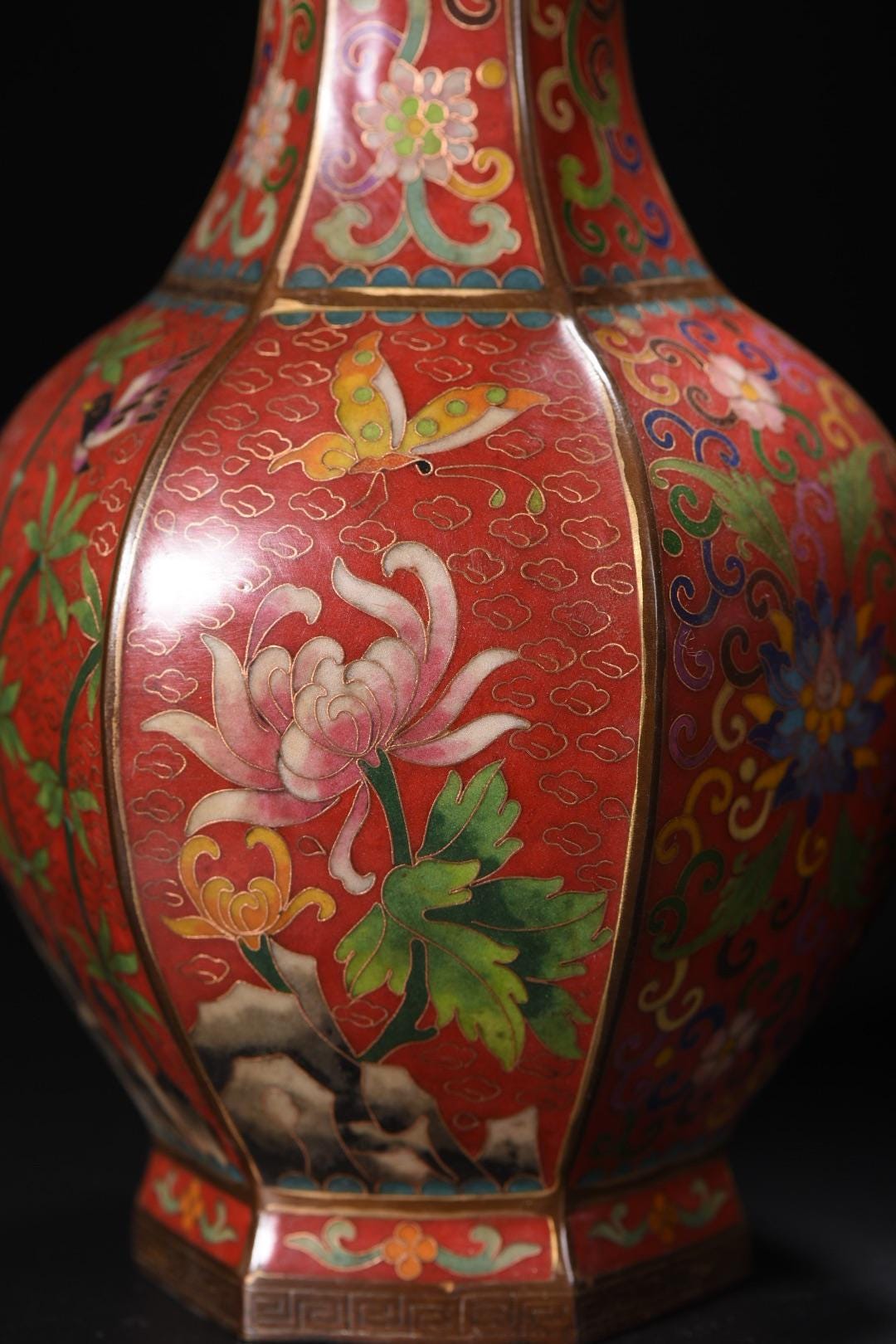 アンティーク中国七宝花瓶: 六角花エナメルペア - Etsy 日本