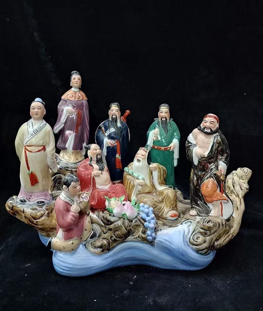 Antique Chinese Porcelain Eight Immortals Statue – Baxian Crossing