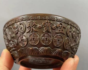 Cuenco de cobre para el santuario del templo chino Taoísmo Feng Shui que atrae la suerte y la riqueza