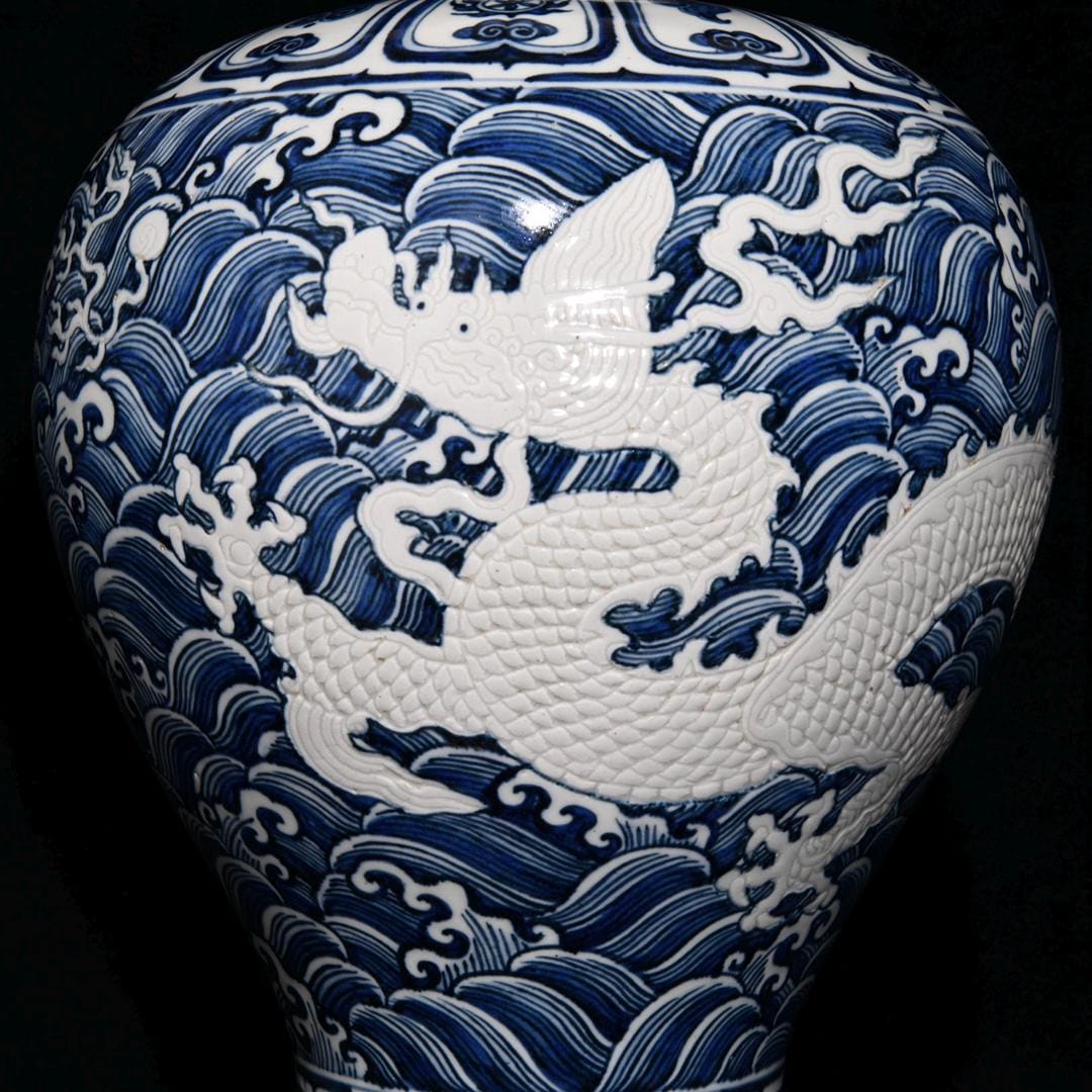 明代青白龍花瓶：アンティーク風中国磁器 - Etsy 日本