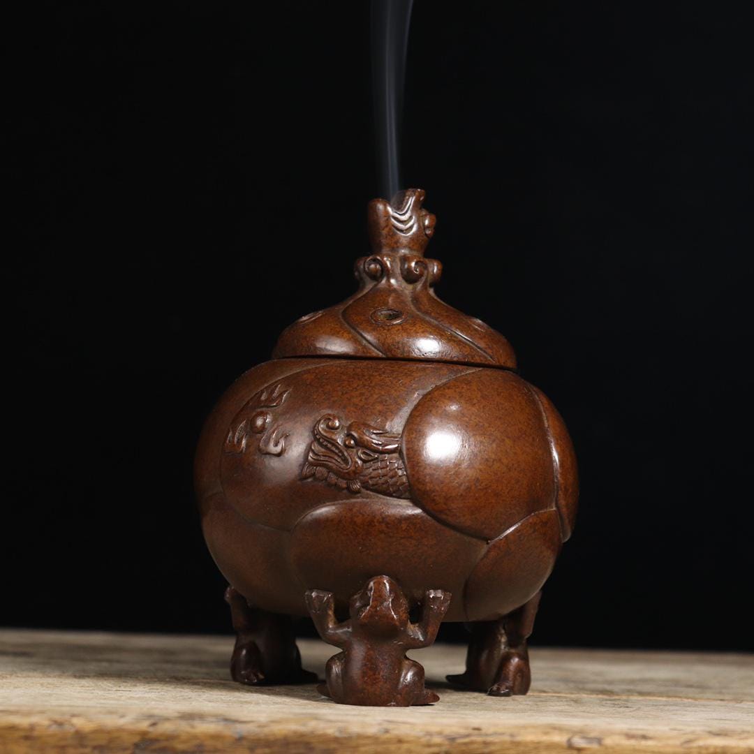 銅製:龍脚香炉(小) 銅製:龍脚香炉(小) 高岡銅器 香炉 龍足雲龍蓋香炉 銅製 美術工芸