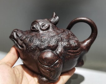 Vintage Yixing Zisha Teapot: Handmade Laozini Purple Clay Three