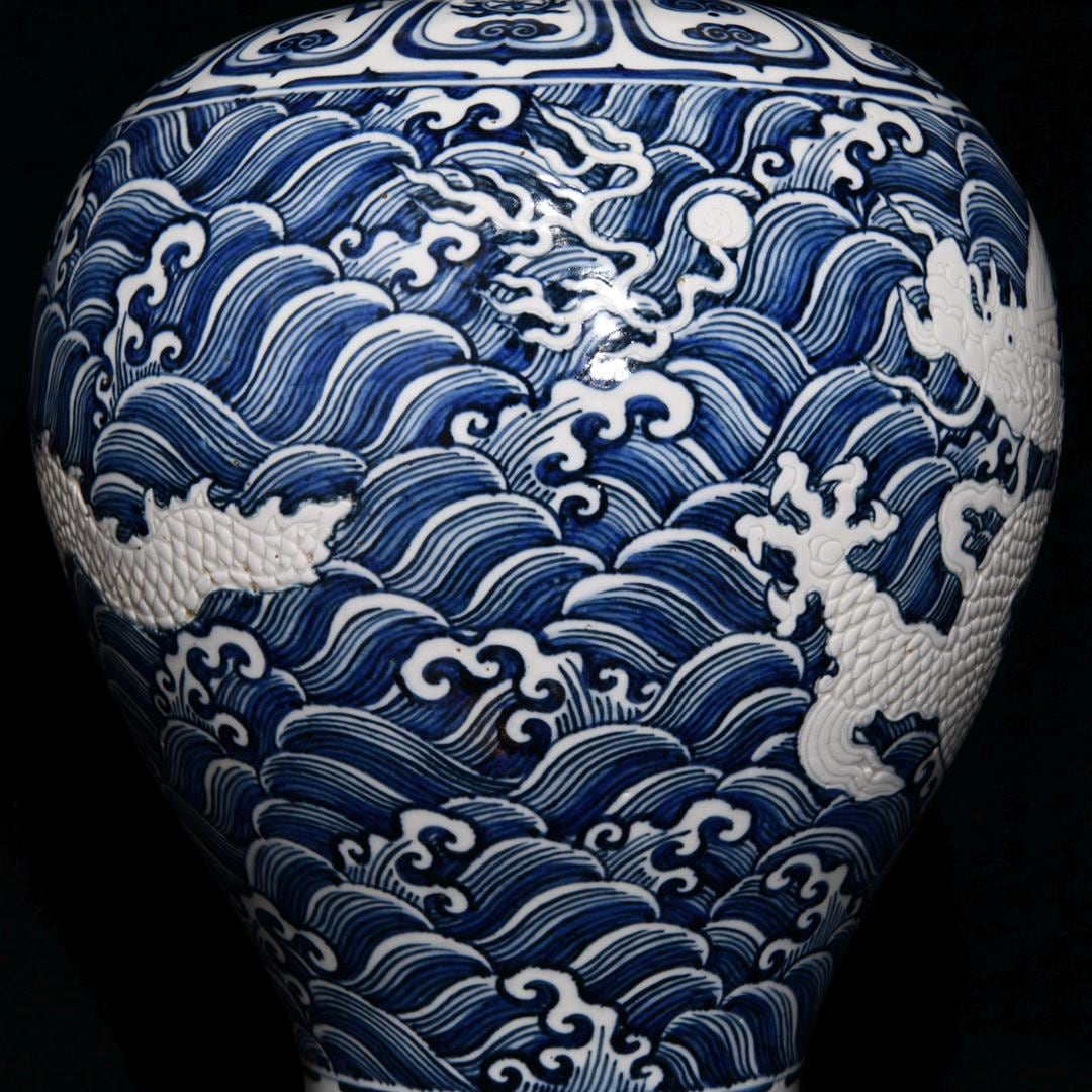 明代青白龍花瓶：アンティーク風中国磁器 - Etsy 日本