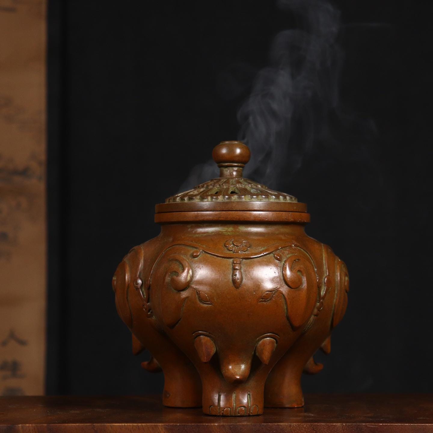 銅製 十二支薫香炉 三足檀香炉 仏具 香道具 工芸品 美術品 置物