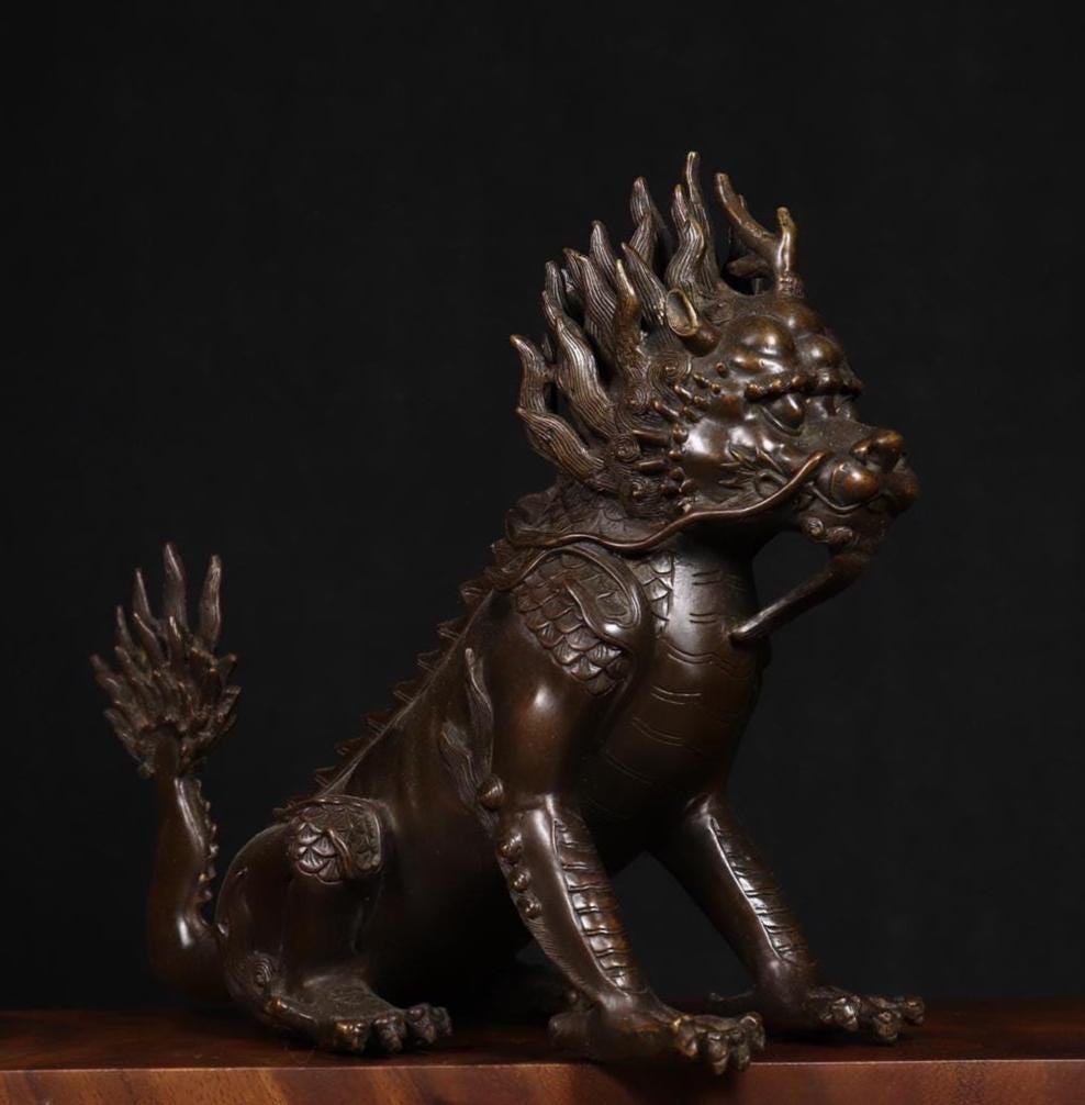 Bronze Xiezhi Statue: Mythical Justice Beast Feng Shui Decor - Etsy