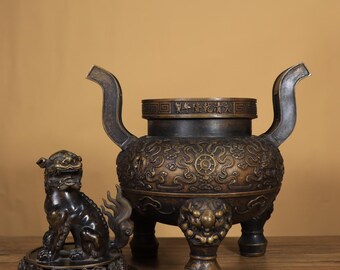 アンティーク中国青銅香炉｜芙蓉獅子のフィニアル、三脚香炉 - Etsy 日本