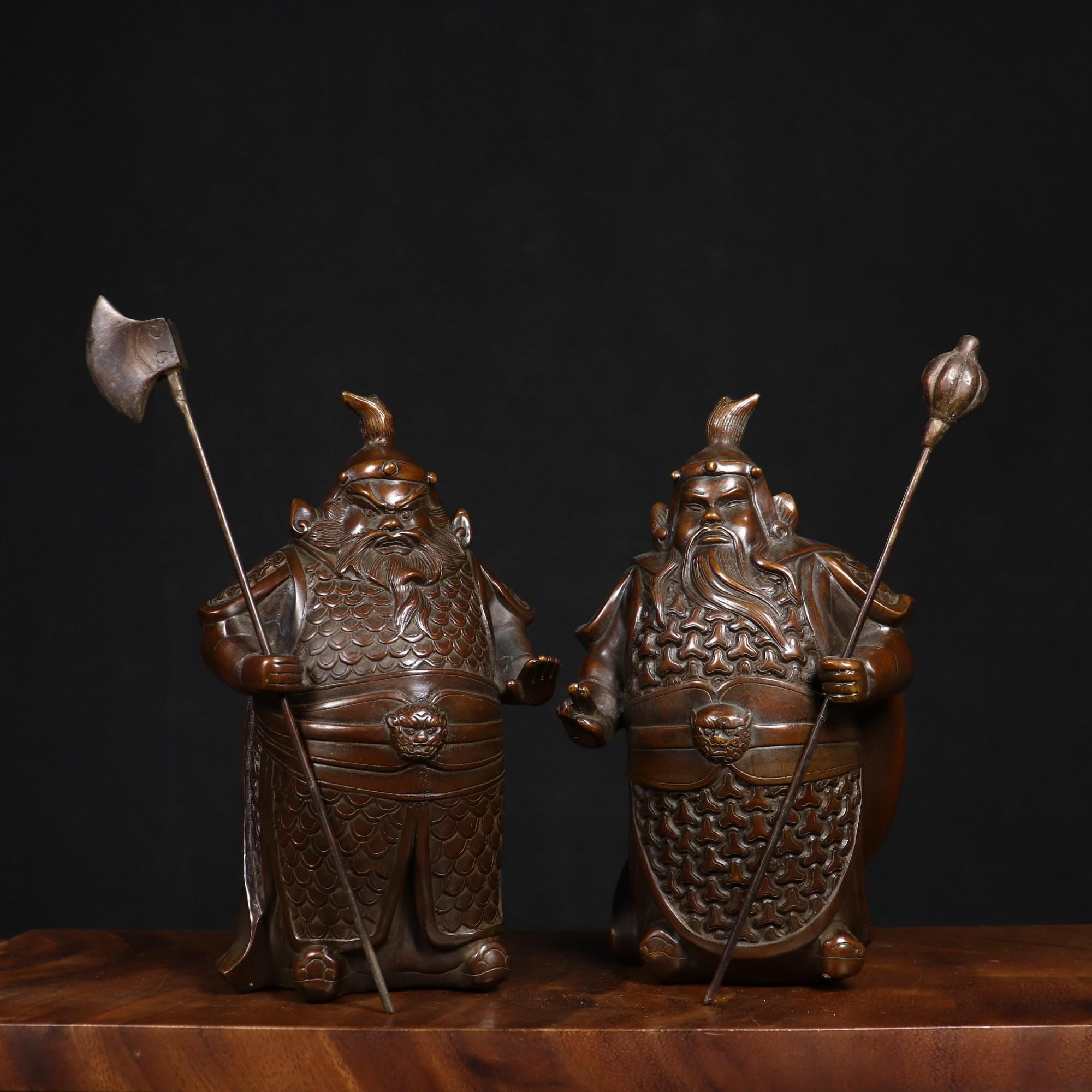 Chinese Antique an Antique Pure Copper Huhah Generals Door God