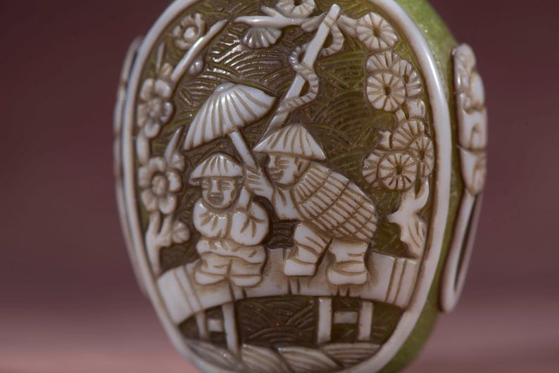 Antique Chinese Overlay Glass Hand Carved Glass Snuff Bottle With ...