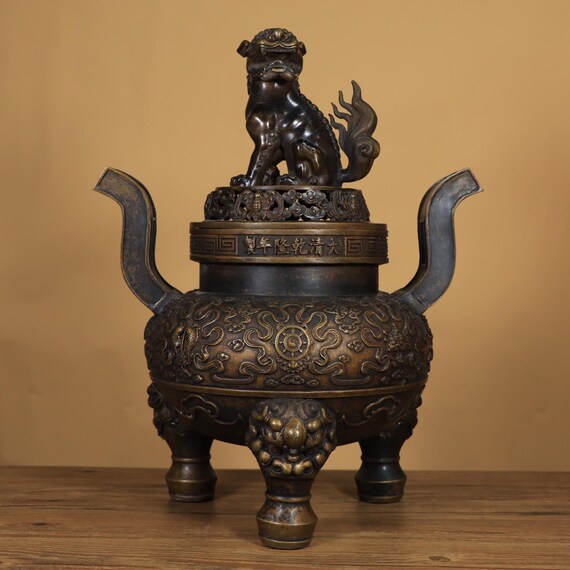 アンティーク中国青銅香炉｜芙蓉獅子のフィニアル、三脚香炉 - Etsy 日本