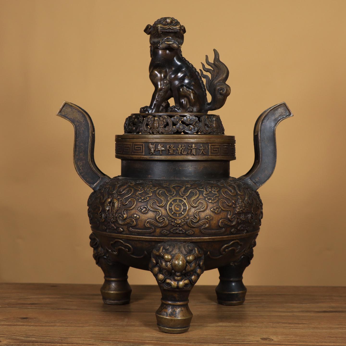 アンティーク中国青銅香炉｜芙蓉獅子のフィニアル、三脚香炉 - Etsy 日本