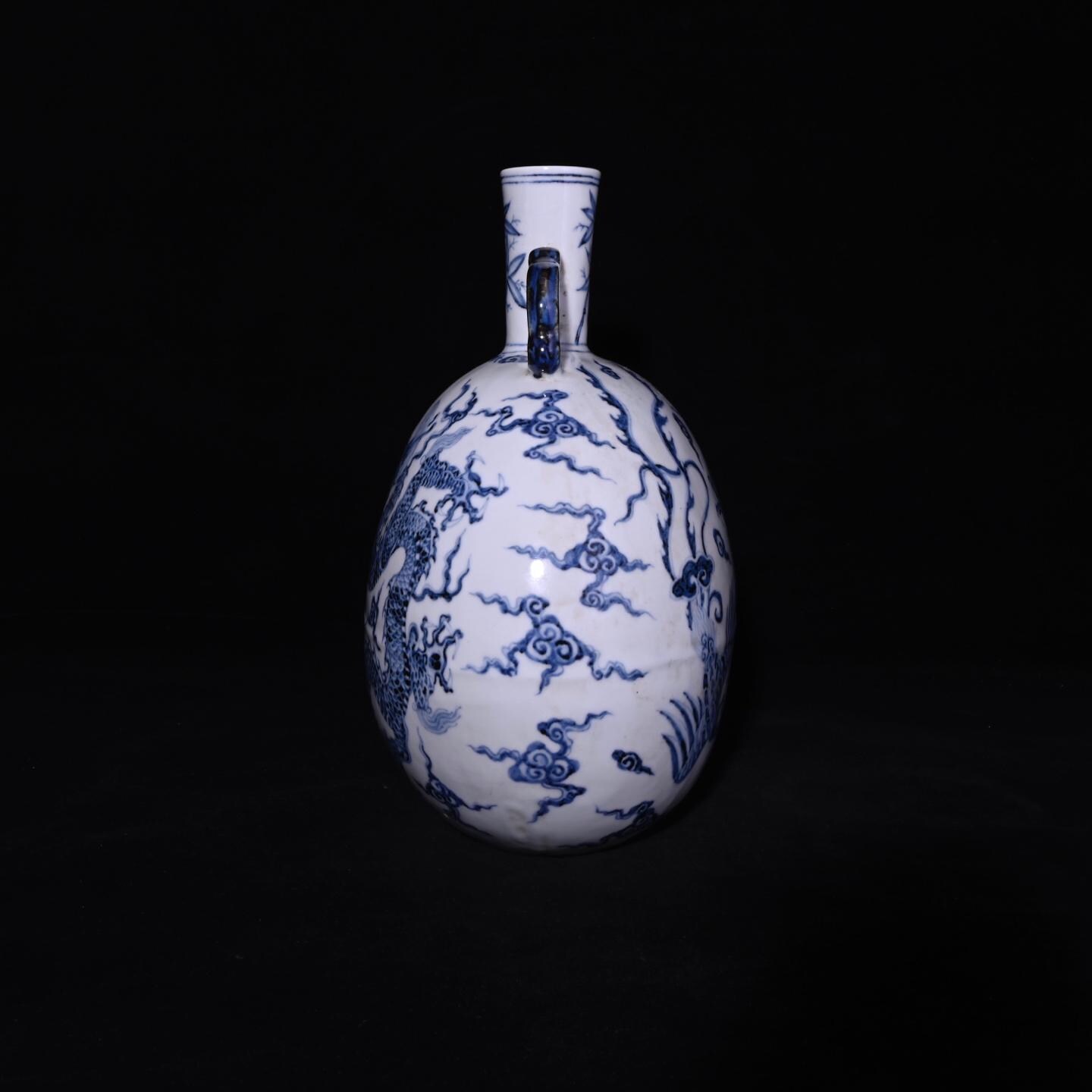 Ming Xuande Style Dragon & Phoenix Moonflask Vase: Chinese