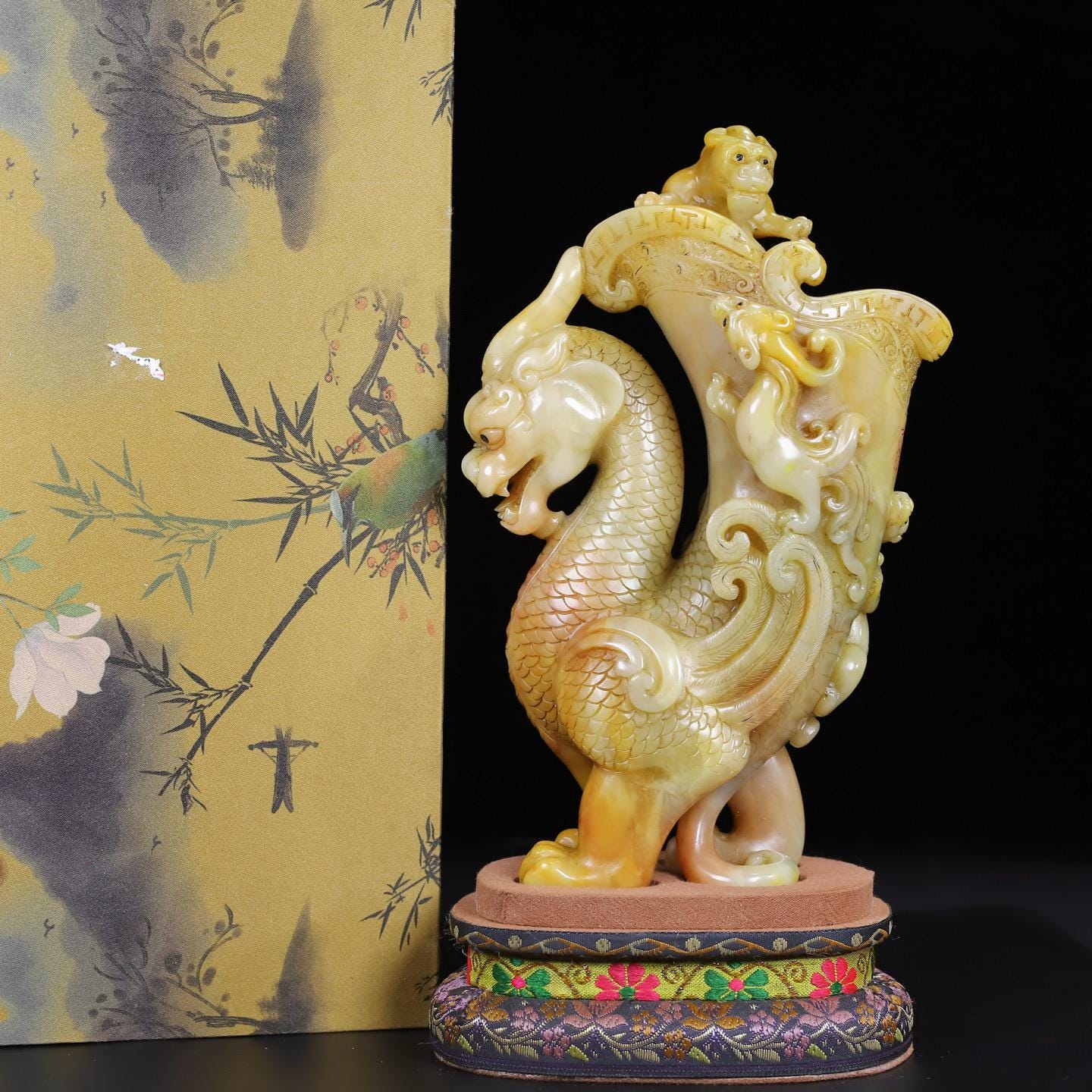 Antique Shoushan Stone Libation Cup Sculpture, Hand Carved Chinese