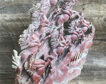 中国アンティーク寿山石手彫り風水馬八頭馬像 - Etsy 日本