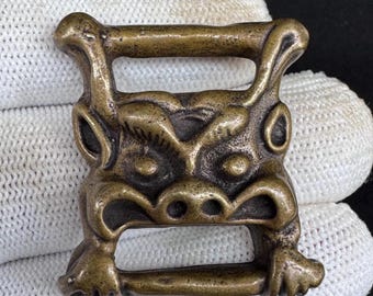 Antique Brass Sutra Book Clip: Tibetan Buddhist Scripture Holder