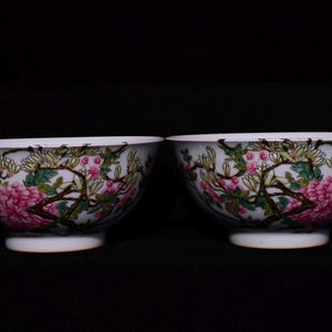 Qing Yongzheng Style Famille Rose Enamel Bowls – Hand-Painted Floral & Bird Porcelain Art | Collectible Gift,weddings, or housewarming gift