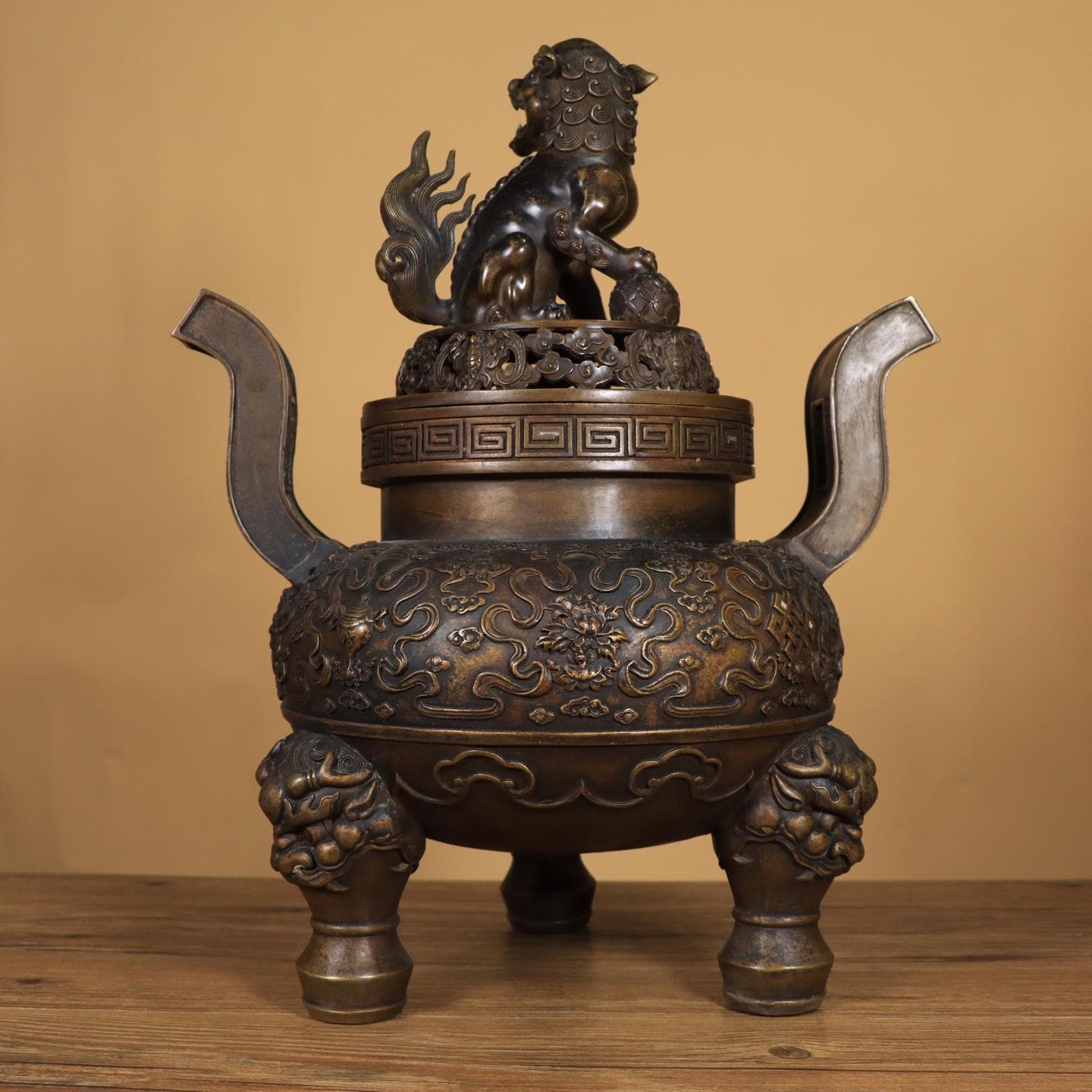 アンティーク中国青銅香炉｜芙蓉獅子のフィニアル、三脚香炉 - Etsy 日本
